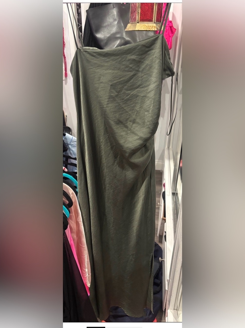 Zara Olive Green Satin Slip Dress